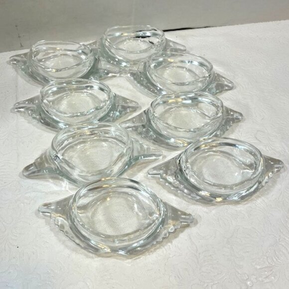 VTG Set of 8 Clear Glass Crab Shaped Baking Dishes Shells Ramekins 5.75"x3" - Picture 1 of 13